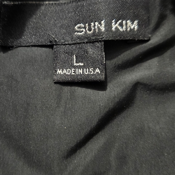 Sun Kim Exposed Zip Lagenlook Dress Taffeta Relaxed Fit Black Size Large - Picture 3 of 9